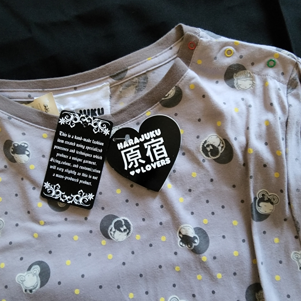 NWT - Harajuku Lovers by Gwen Stefani - Cap Sleeve Grey T-Shirt